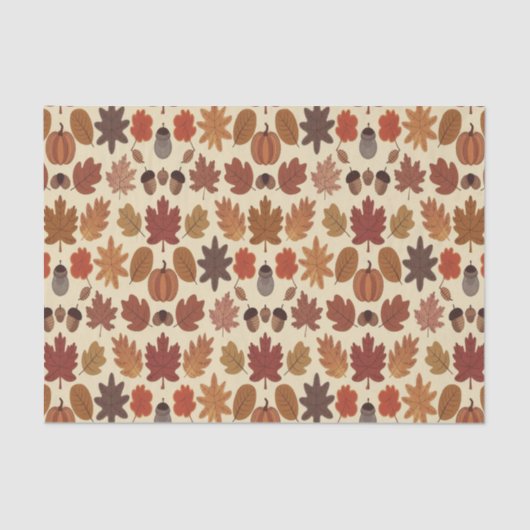 Levendig Herfst Bladeren Patroon met Herfst Kleure Tissuepapier (Voorkant)