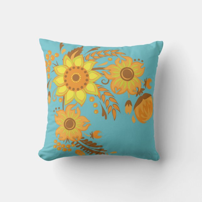 Levendig herfst bloemenpatroon kussen (Voorkant)