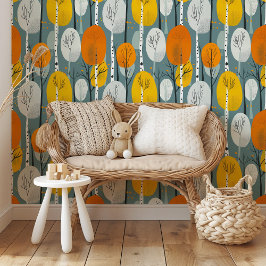 Levendig herfst bos modern boompatroon behang