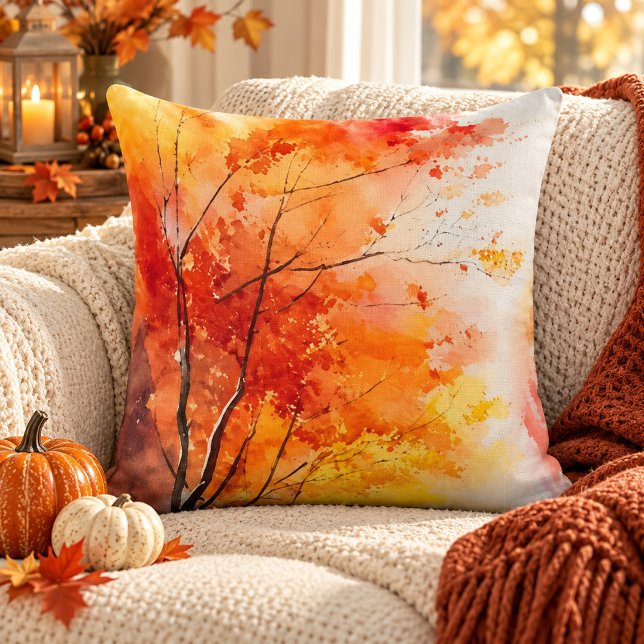 Levendig herfstbos watercolor bomen kussen (Creator heeft geüpload)