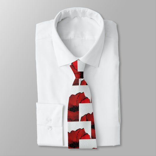 Levendig herhalend patroon Rood Wit Zwart Klaproze Stropdas (Gebonden)