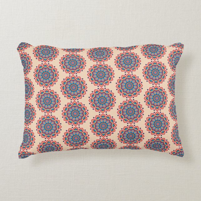 Levendig Hexcolor Mandala Accent Kussen (Voorkant)