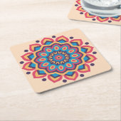Levendig Hexcolor Mandala Kartonnen Onderzetters (Schuin)