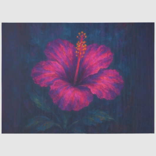 Levendig Hibiscus Decoupage Papier – Neon Roze (Voorkant)