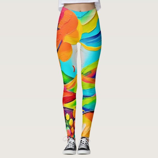 Levendig Hillside Harmony schilderij Leggings (Voorkant)