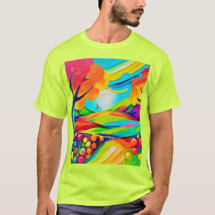 Levendig Hillside Harmony schilderij T-shirt
