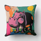 Levendig Hippo-ontwerp Kussen (Achterkant)