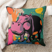 Levendig Hippo-ontwerp Kussen (Deken)