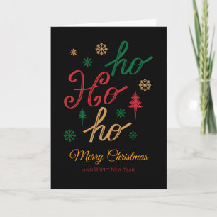 Levendig Ho Ho Ho Vrolijk Kerstfeest & Gelukkig Ni Kaart