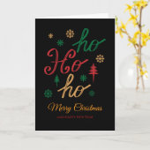 Levendig Ho Ho Ho Vrolijk Kerstfeest & Gelukkig Ni Kaart (Gele Bloem)