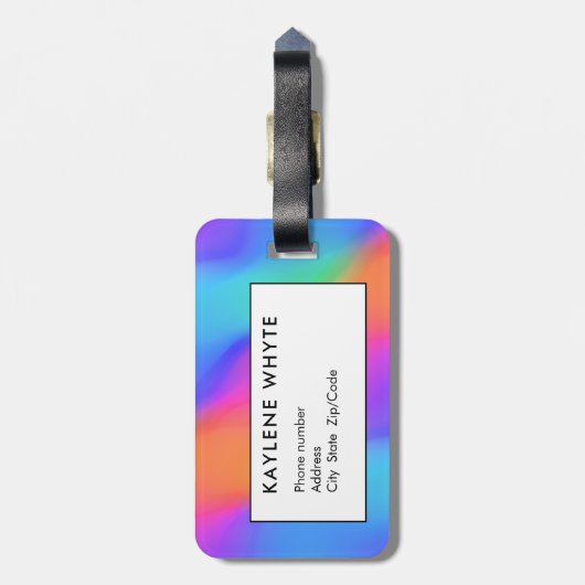 Levendig holografisch gepersonaliseerd Bagagelabel (Achterkant verticaal)