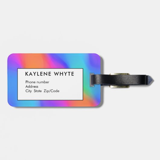 Levendig holografisch gepersonaliseerd Bagagelabel (Achterkant horizontaal)