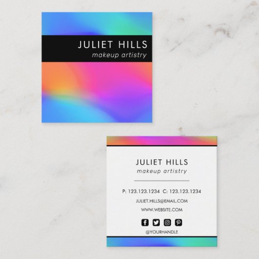 Levendig holografisch vierkant Visitekaartje (Voorkant / Achterkant)