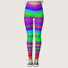 Levendig horizontaal glitchpatroon leggings