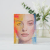 Levendig Impasto Abstract Portret Briefkaart (Staand voorkant)