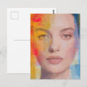 Levendig Impasto Abstract Portret Briefkaart (Voorkant / Achterkant)