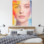 Levendig Impasto Abstract Portret Canvas Afdruk (Insitu (Slaapkamer))