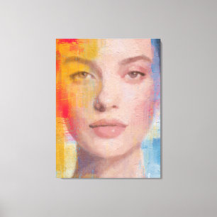 Levendig Impasto Abstract Portret Canvas Afdruk