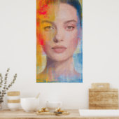 Levendig Impasto Abstract Portret Poster (Keuken)