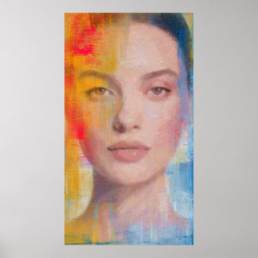 Levendig Impasto Abstract Portret Poster (Voorkant)