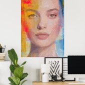 Levendig Impasto Abstract Portret Poster (Thuiskantoor)