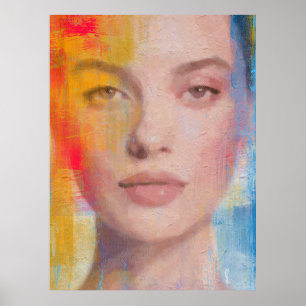 Levendig Impasto Abstract Portret Poster