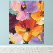 Levendig Impasto Bloemenschilderij Canvasprint Canvas Afdruk (Insitu (Houten vloer))