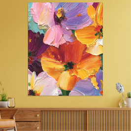 Levendig Impasto Bloemenschilderij Canvasprint Canvas Afdruk