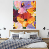 Levendig Impasto Bloemenschilderij Canvasprint Canvas Afdruk (Insitu (Slaapkamer))