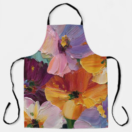 Levendig Impasto Bloemenschildering Schort