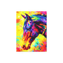 Levendig Impasto Paardenportret Kleurrijk Wild