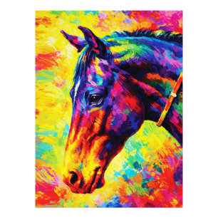 Levendig Impasto Paardenportret Kleurrijk Wild Foto Afdruk