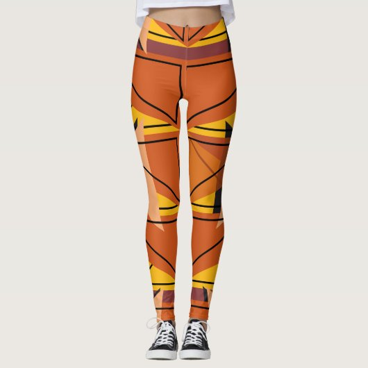 Levendig Indiaas rood mozaïekpatroon Leggings (Voorkant)