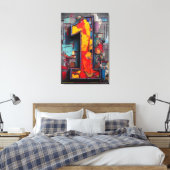 Levendig Industrieel Graffiti Nummer Een Canvas Afdruk (Insitu (Slaapkamer))