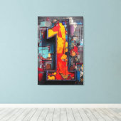 Levendig Industrieel Graffiti Nummer Een Canvas Afdruk (Insitu (Houten vloer))