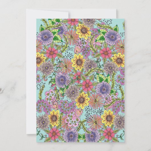 Levendig ingewikkeld Spring Doodle Flowers Baby sh Kaart (Achterkant)