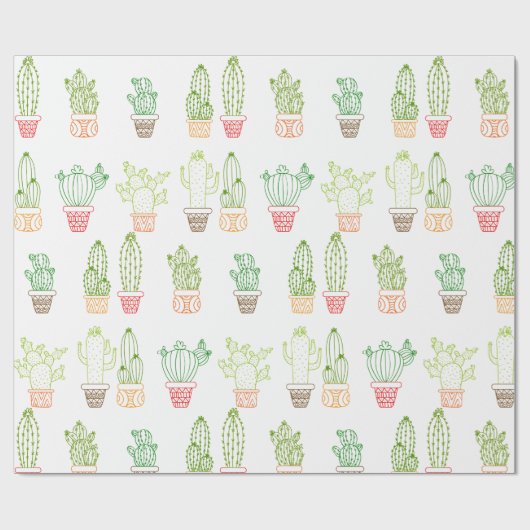 Levendig inpakpapier met cactusthema (Vlak)