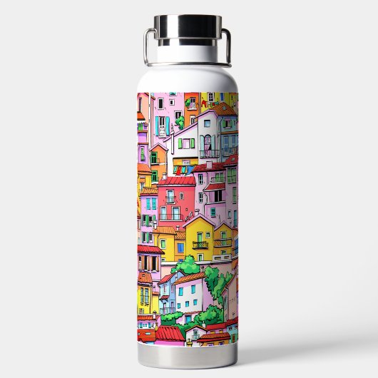 Levendig Italiaans dorp Waterfles (Achterkant)