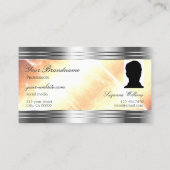 Levendig Ivoor Perzik Zilveren Randen Monogram Fot Visitekaartje (Achterkant)