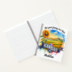 Levendig Kansass landschap met zonnebloemen bij zo Notitieboek