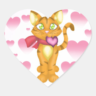 Levendig Kat Hart Sticker