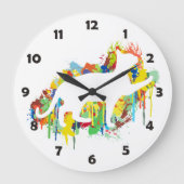 Levendig kat kleurrijke verfsplaat grote klok (Voorkant)