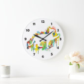 Levendig kat kleurrijke verfsplaat grote klok (Huis)