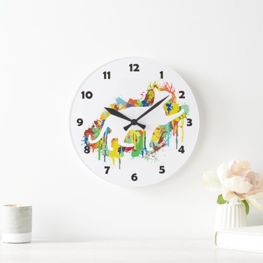 Levendig kat kleurrijke verfsplaat grote klok (Huis)