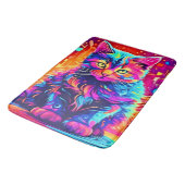 Levendig Kat: Mooi Neon-kunstwerk Badmat (Gekanteld)