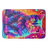 Levendig Kat: Mooi Neon-kunstwerk Badmat (Voorkant)