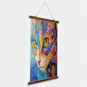 Levendig kattengezicht hangend wandkleed (Gebogen)