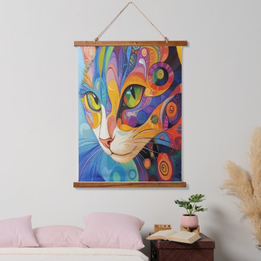Levendig kattengezicht hangend wandkleed (Slaapkamer)
