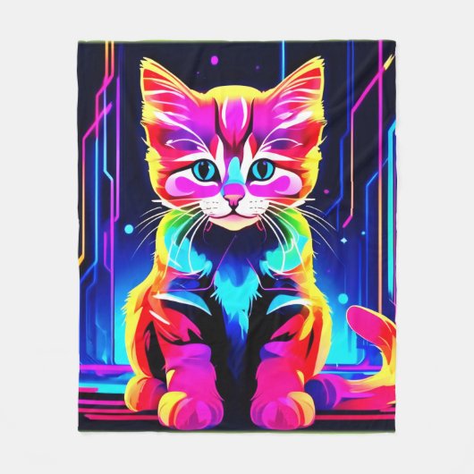 Levendig kattenkunstwerk fleece deken (Voorkant)