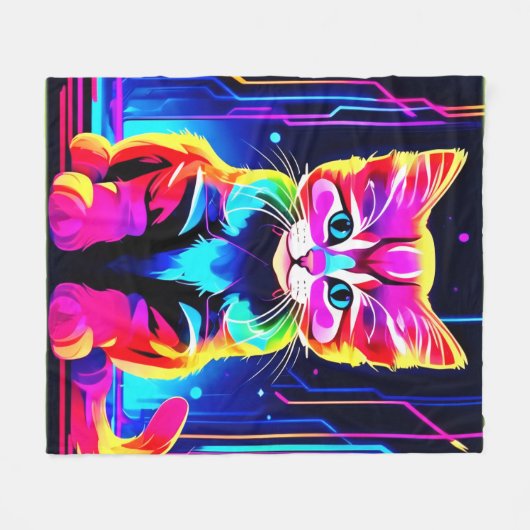 Levendig kattenkunstwerk fleece deken (Voorkant (Horizontaal))